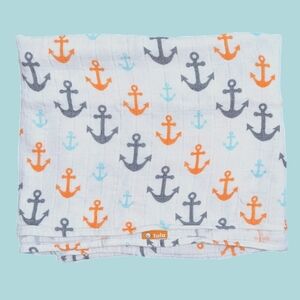 Tula Baby Swaddle Blanket 46" X 38" Captain Anchors Anchor Soft Stretchy Bamboo